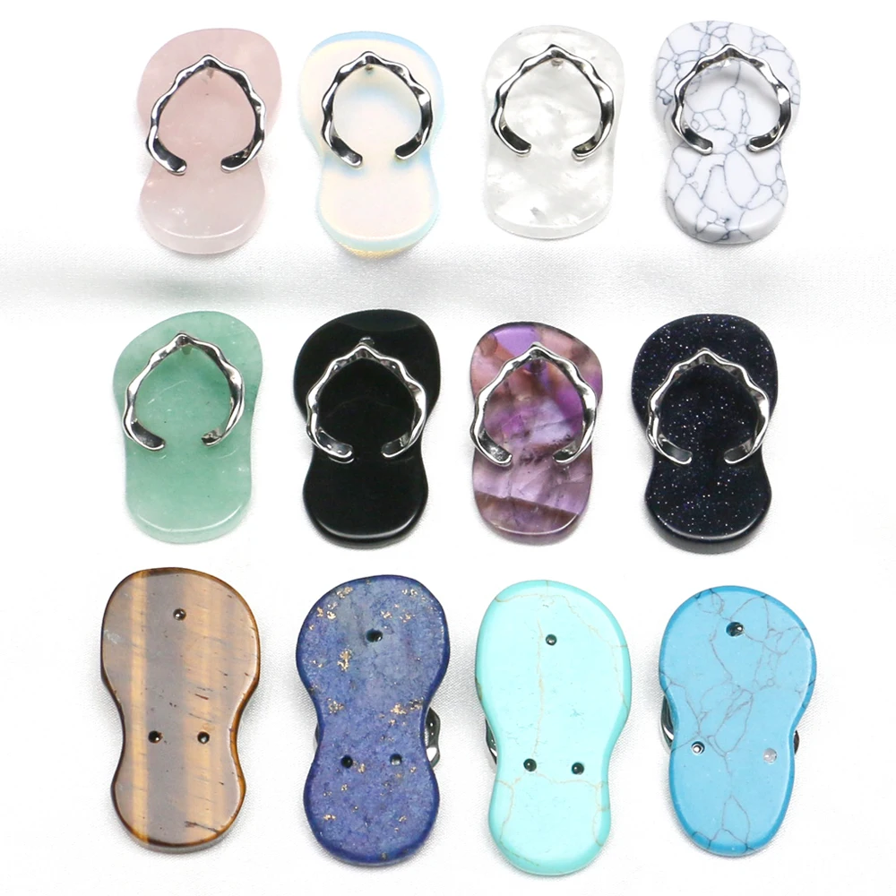 

Mineraali Natural Stone Pendants Lovely Slipper Shoes Shaped Crystal for Necklace Holder Reiki Healing Rose Quartz Amethyst Gems