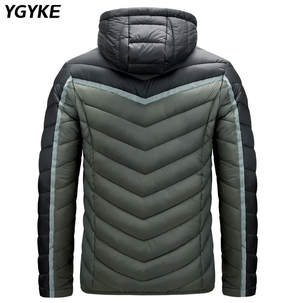 New Winter Men's Fashion Slim Hooded Jacket Warm Colorblock Trend Coat Casual Comfortable Men's Cotton Clothes