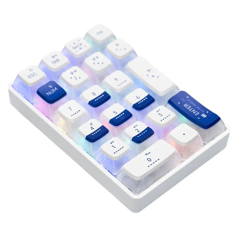 

Блокнот с цифрами K21 и Bluetooth, Механическая цифровая клавиатура, 21 клавиша, прозрачная подсветка, для чтения номера при фотошопе, Игровая клавиатура
