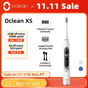 Умная звуковая электрическая зубная щетка Oclean XS, перезаряжаемая зубная щетка для отбеливания зубов, умный дисплей, щетка для взрослых, набор для ухода за полостью рта