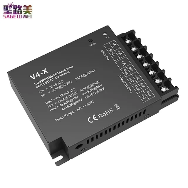 V4-X CCT/RGB/RGBW 2 4G RF светодиодный CV контроллер 4CH * 8A/5A DC12-48V 4-канальный ШИМ-контроллер с
