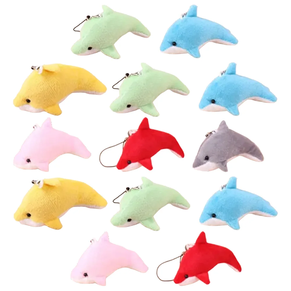 

25 Pcs Memorial Gifts Plush Toy Backpack Pendant Key Chain Dolphin Decor Cartoon 8cm Stuffed Adorn Keychains Pp Cotton Dolls