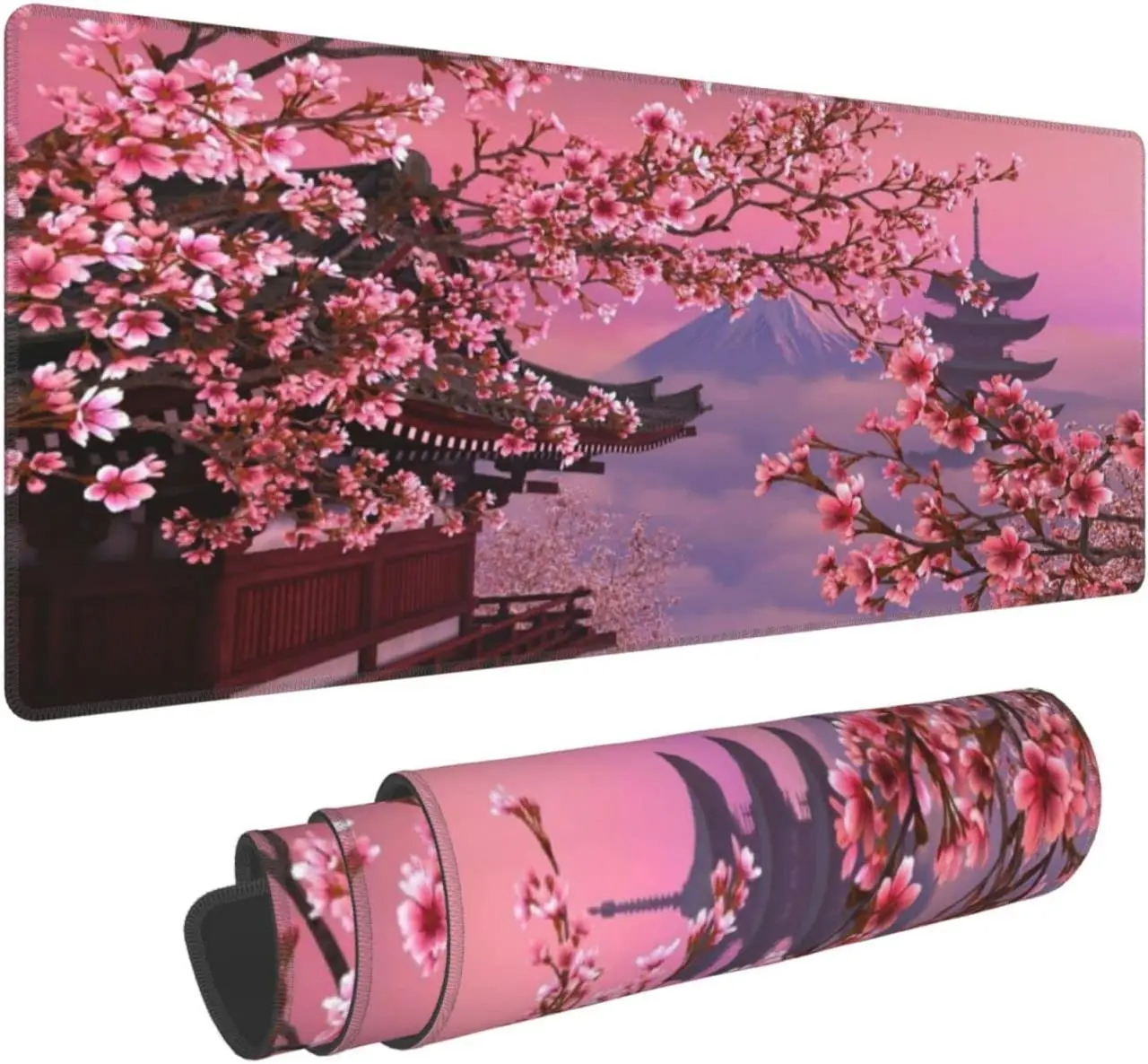 

Large Mouse Pad Cherry Blossoms and Mount Fuji Sakura Gaming Mousepad Desk Mat for Women Gifts Big 31.5x11.8 In