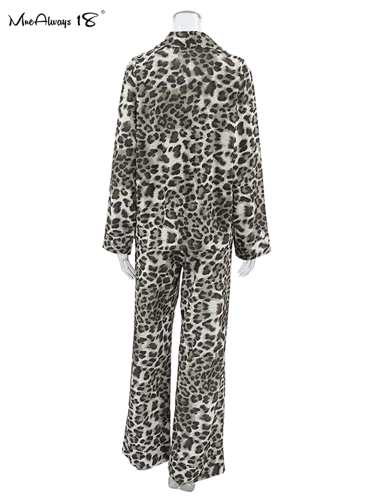 Mnealways18 костюмы с леопардовым принтом и брюками женские рубашки английским