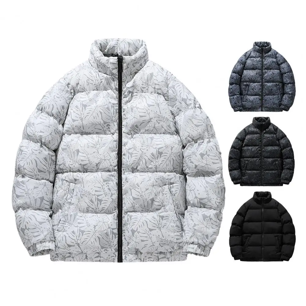 Мужское осенне-зимнее хлопковое стеганое пальто на молнии с воротником-стойкой