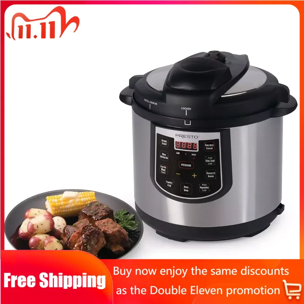 

6-Quart Programmable Electric Pressure Cooker Cookers Canner Stainless Steel Cooking Appliances Kitchen Home