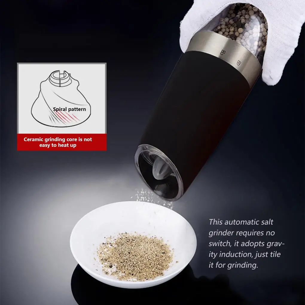 

Household Automatic Pepper Grinder Shaker Mill Sea Salt Herb Gravity Induction Stainless Steel Grinding Tool