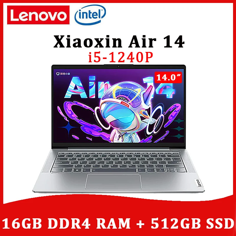 Lenovo Laptop Xiaoxin Air 14 12th Intel Core i5-1240P Windows 11 Slim Computer 16GB RAM 512GB SSD Ultraslim Notebook