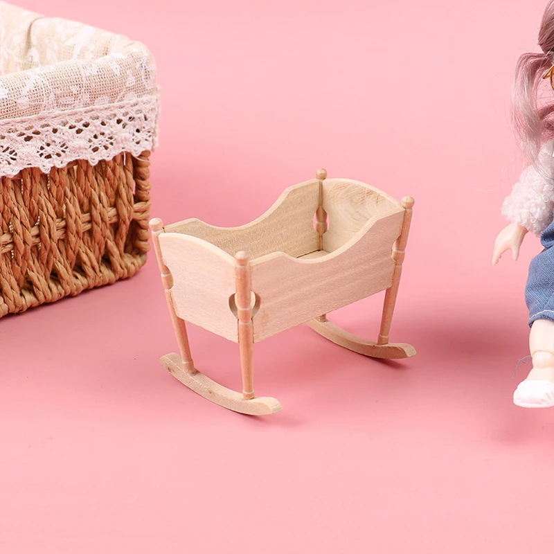 1:12 Миниатюрный Кукольный домик мебель деревянная детская кровать детские