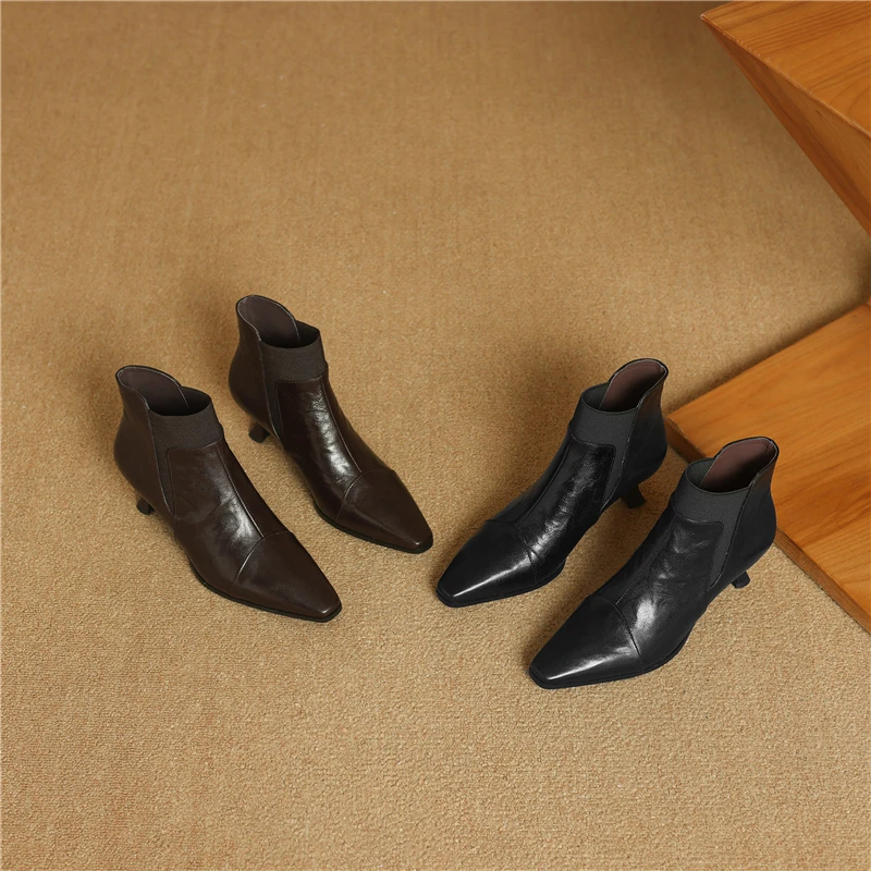 Insicre 2024 элегантные женские ботильоны с маленьким квадратным носком на среднем