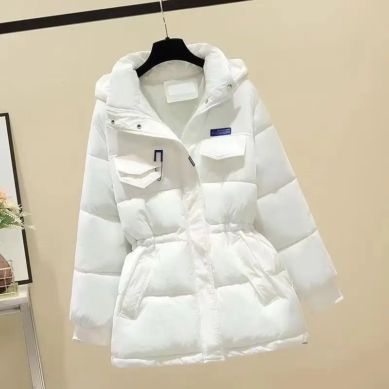 2023 New Winter Women Mid-long Parkas Jackets Casual Pockets Thick Warm Hooded Coat Female Outwear Korean Style Parkas C22