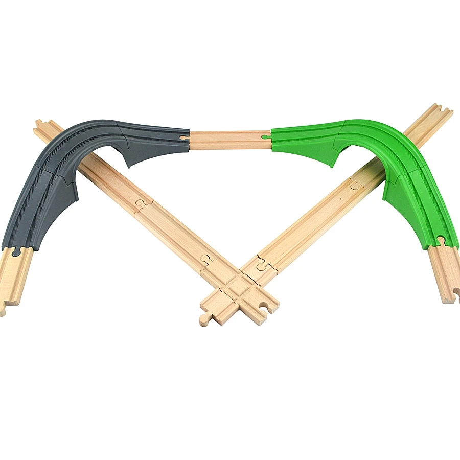 

Wooden Train Track Accessories Plastic Tunnel Bridge Track Fit Biro Wooden Tracks Educational Toys for Kids Children Gifts