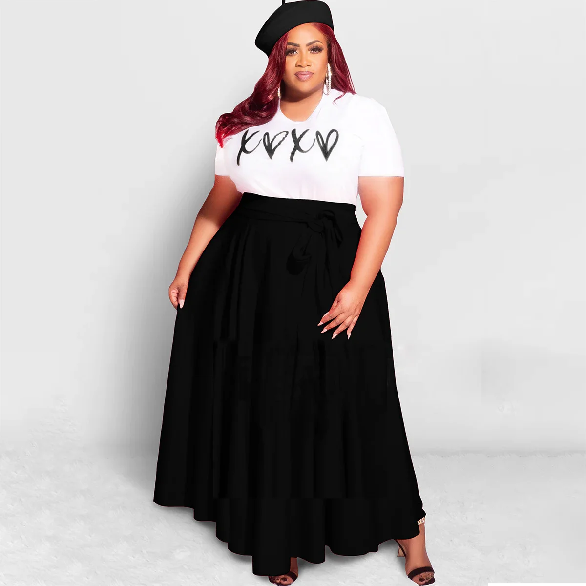 Summer Women's Slim Fit High Waist Lace Up A-line Dress Women's Plus Size Fashion Casual Dress Elegant Temperament Long Dress