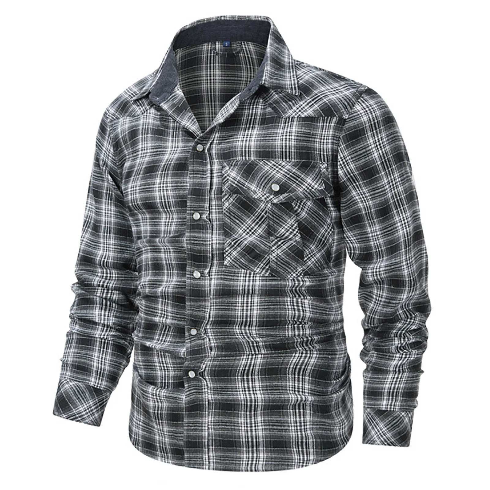

Мужская рубашка в клетку, с длинным рукавом, на пуговицах