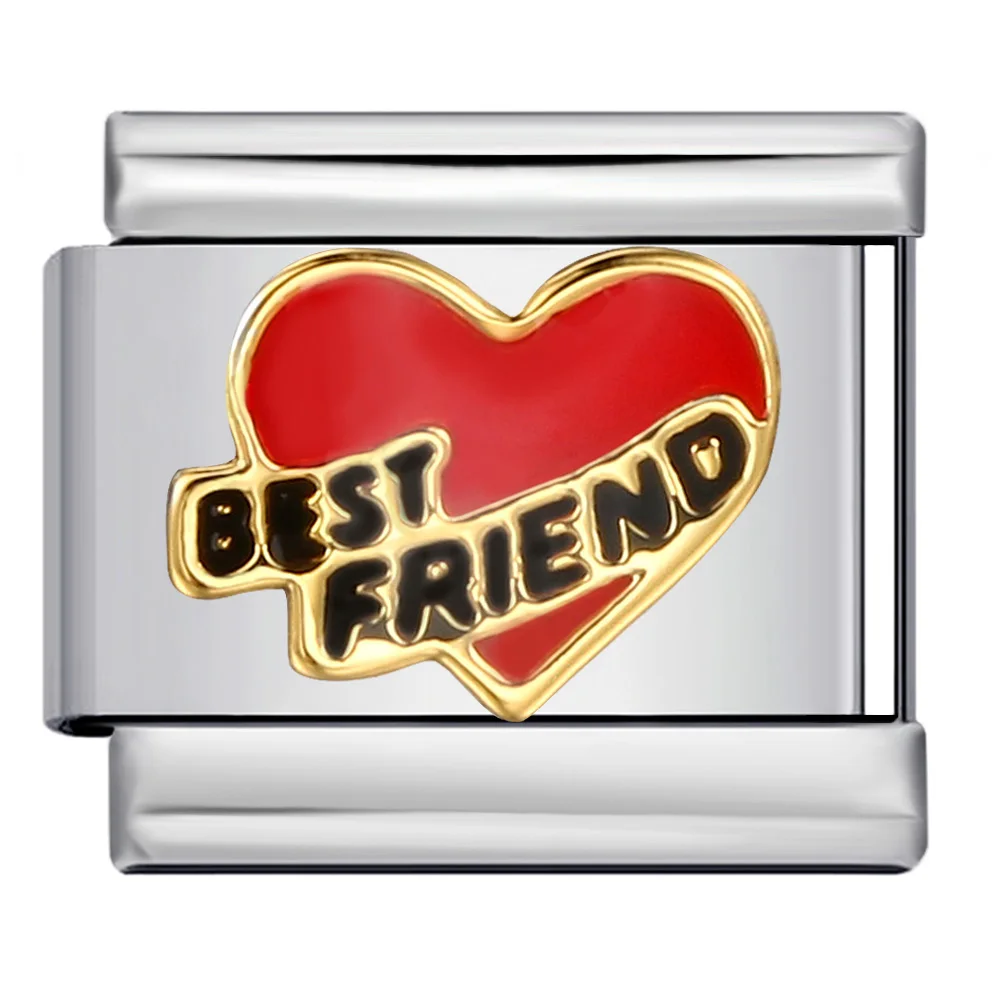 Фото Новые модные украшения BFF для лучшего друга на выпускной, имитация итальянских звеньев, подходит для браслета 9 мм, изготовление ювелирных изделий из нержавеющей стали «сделай сам» №2