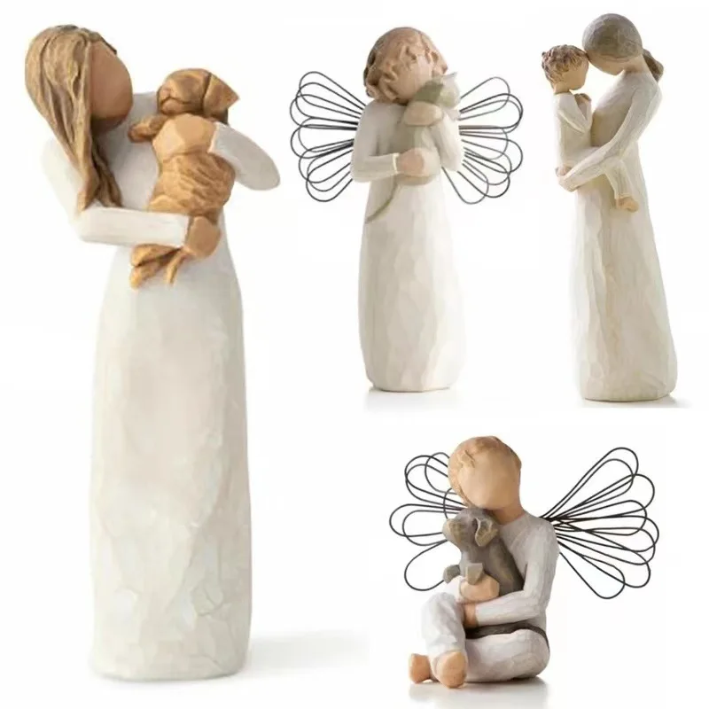 

Angel Ornament Willow Angel of Friendship and Angel of Comfort Sculpted Hand Painted Figure Resin Decoration Car Decoration