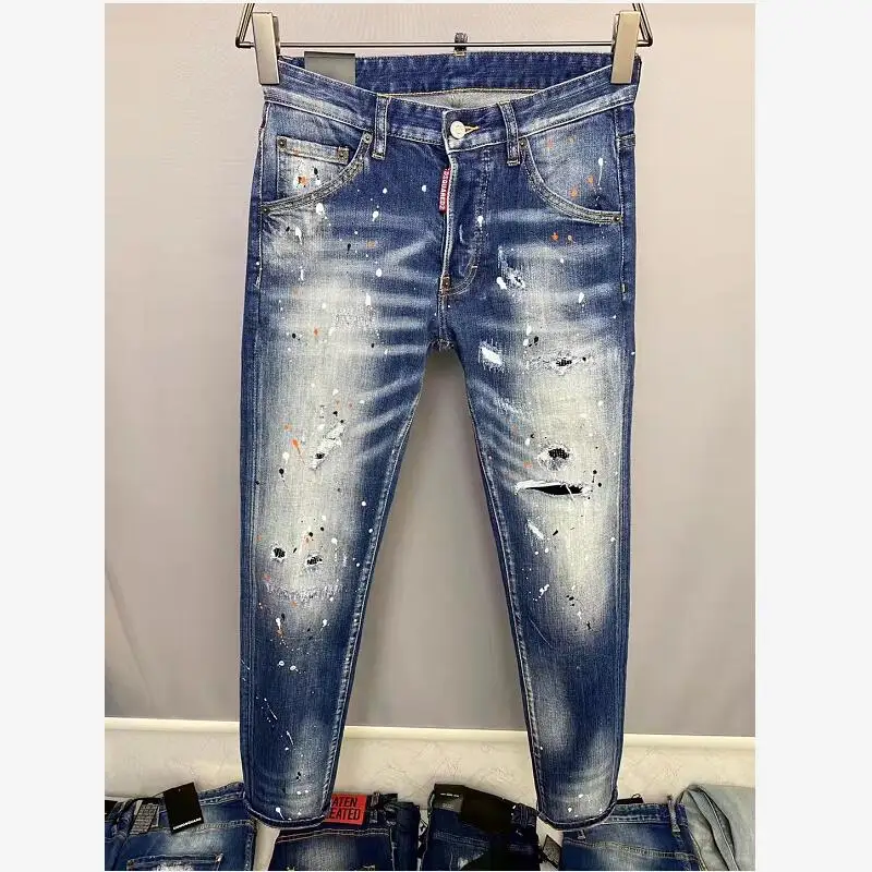 

Новинка, мужские зауженные прямые брюки DSQUARED2 для мотоциклистов, джинсы dsq9820