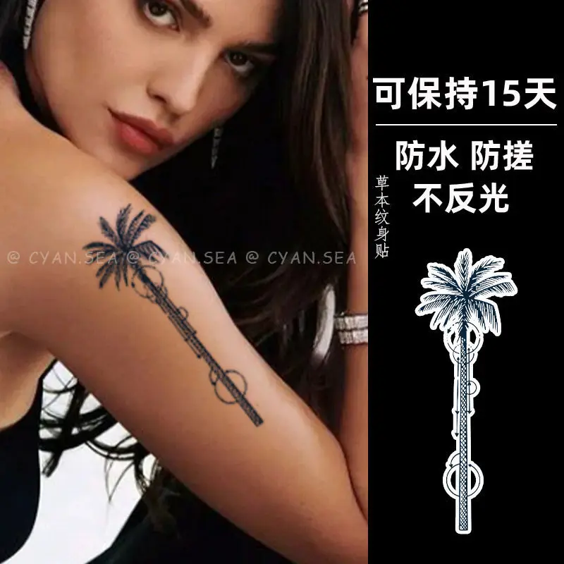 

Herb Juice Coconut Tree Tattoo Stickers Lasting Waterproof Plant Fake Tattoo for Men Women Temporary Tattoos Arm Art Tattoo