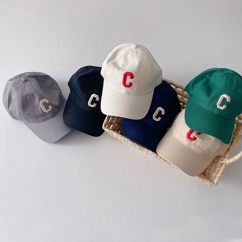 

2023 Summer New Baby C Letter Cap Kids Boys Girls Adjustable Baseball Caps Soft Children Peaked Cap Infant Sun Hat