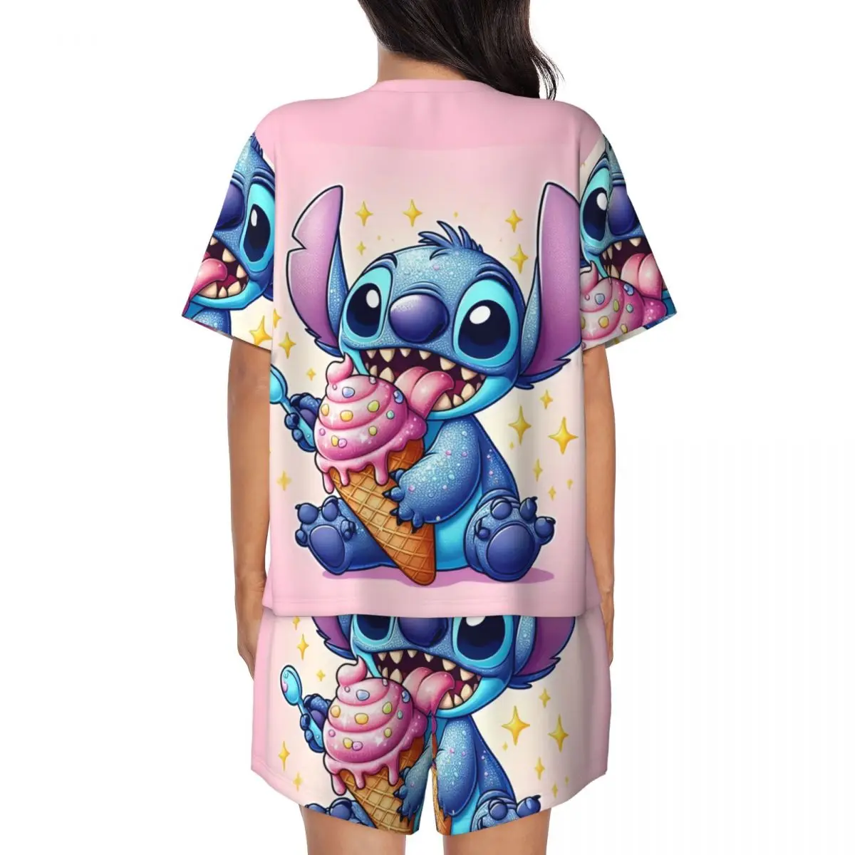 Персонализированный мультяшный Аниме Манга Стич пижамный комплект Женская