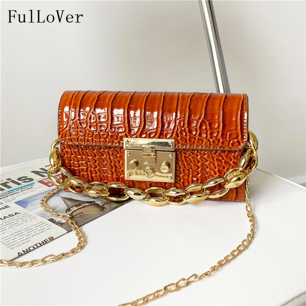 

New Handbags For Women 2022 Fashion Single Shoulder Bags Chain Square Messenger Bags Crocodile Pattern Vintage Leather Bags