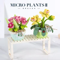 green plant building blocks flowers moc creative potted bouquet model home decoration childrens toys to send girlfriend gifts