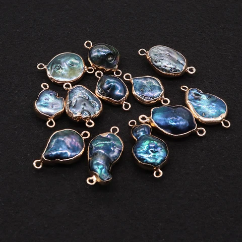 1 шт., 1 доллар, натуральный пресноводный жемчуг в стиле барокко, подвеска неправильной формы с двойным отверстием, изготовление ювелирных изделий, ожерелье, браслет «сделай сам»