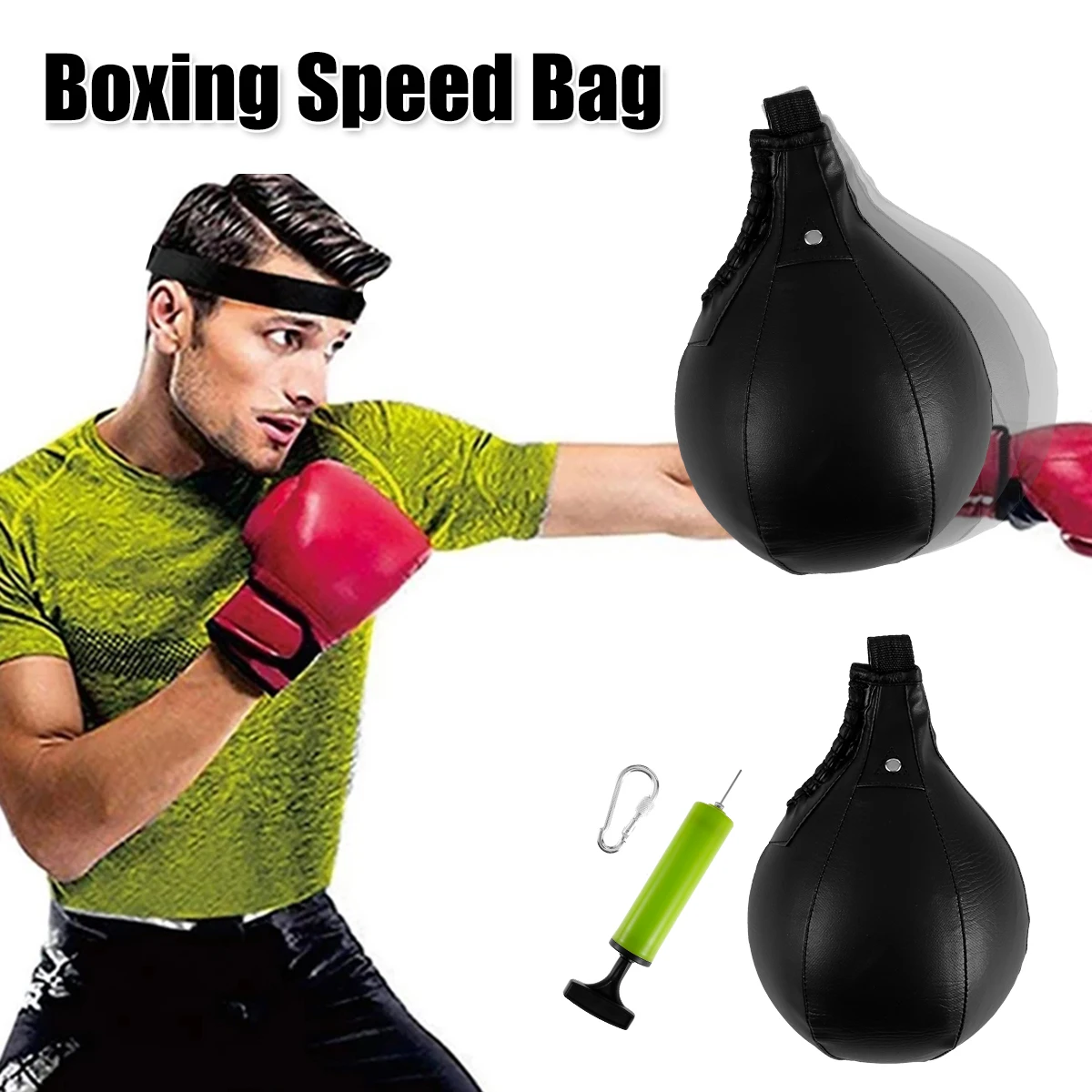 

Hanging Punch Ball PU Leather Speed Punch Ball Bag Inflatable Boxing Ball Set with Pump & Carabiner Boxing Training Speed Bag