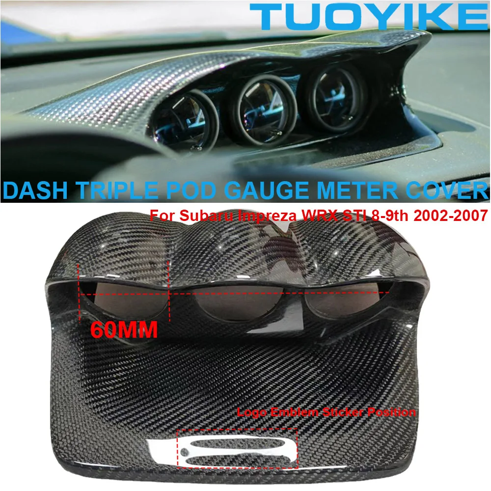 

Car Real Dry Carbon Fiber Dial Dashboard Triple Pod Gauge 60MM Meter Cover Trim Shell For Subaru Impreza WRX STI 8-9th 2002-07