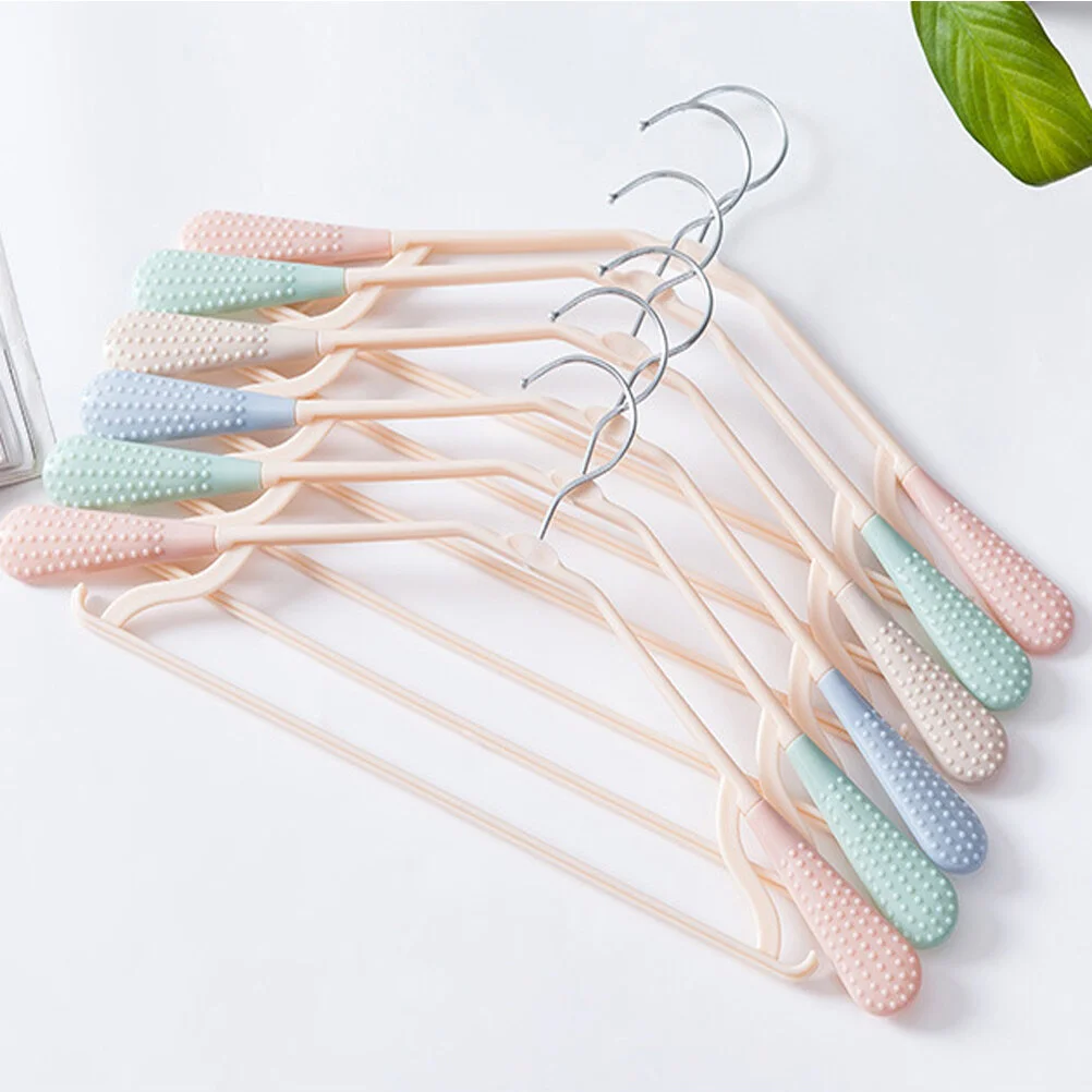 

5 pcs Trackless Hangers Wide Plastic Hangers Non- Clothes Drying Hangers for Adults (Mixed Color)