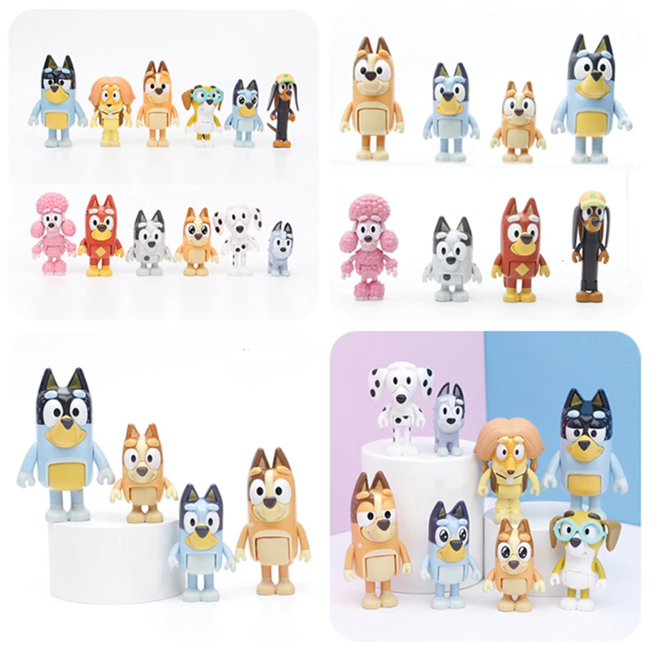 

8-12Pcs Cartoon Animation Bluey Playtime Movable Dolls PVC Toys Bluey Bingo Action collection Model Figures Children Toys Gifts