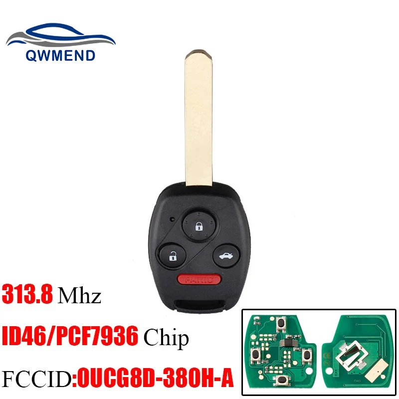 QWMEND OUCG8D-380H-A для Honda Key 313 8 Mhz дистанционный Автомобильный ключ ID46 чип Odyssey 2005-2010 Accord