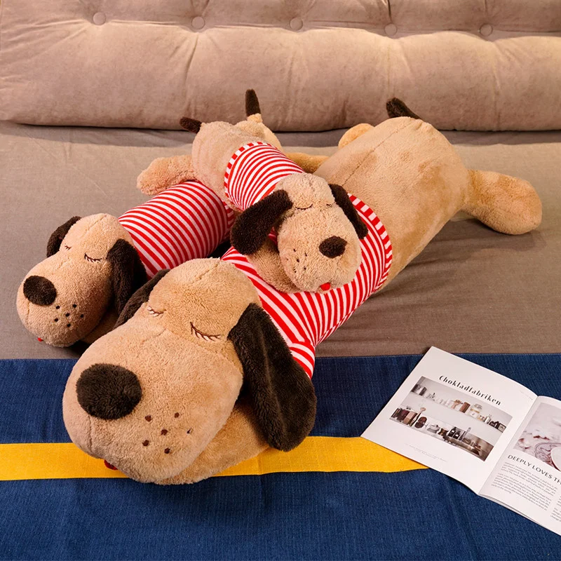 

70CM Kawaii Cartoon Animal Striped Sweater Dog Plush Toy Pillow Soft Sofa Bed Cushion Cute Baby Girlfriend Birthday Holiday Gift