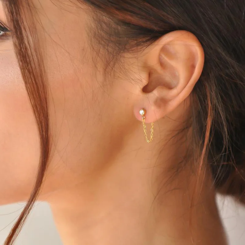 

Chain Stainless Steel Earrings for Women Silver Color Punk Gothic Clip Earrings Gold Silver Color Ear Bone Piercing Aretes