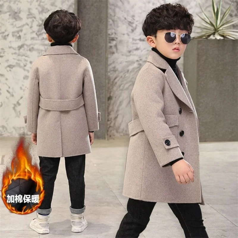 Girls Wool Coat Jacket Outerwear 2023 Newest Thicken Plus Velvet Winter Autumn Cotton Children's Clothing