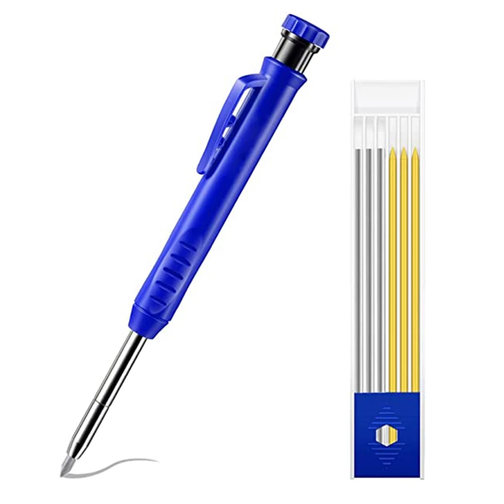 

Long Nosed Streak Welders Pencil with 7PCS 2.8mm Refills Built-in Sharpener for Pipe Fitter Welder Steel Construction