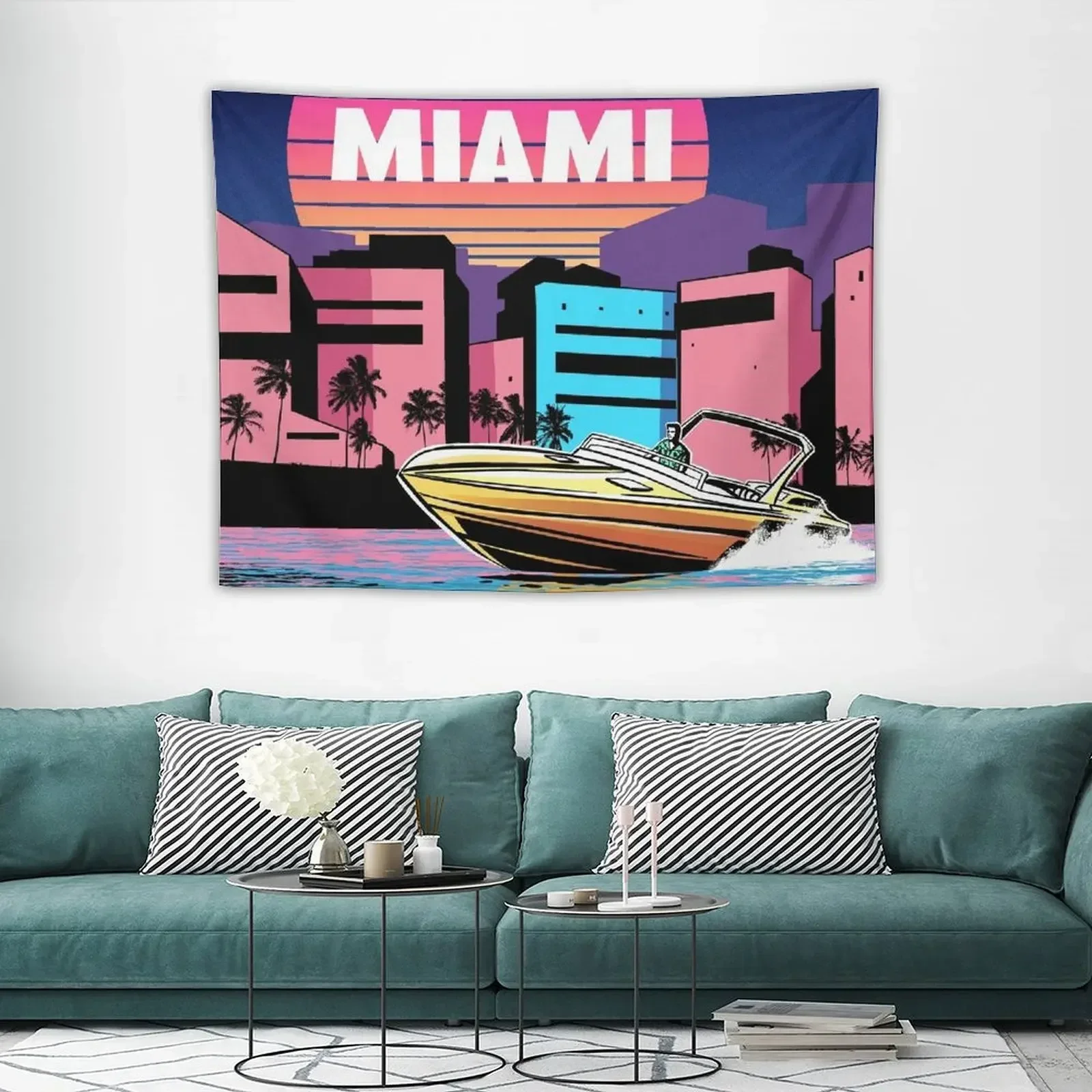 Ковер в стиле 80-х из Флориды С закатом Воздушная волна Майами украшение для