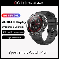 eigiis smart watch men 1 32 amoled display bluetooth call heart rate monitor blood oxygen for android ios sport smartwatch men