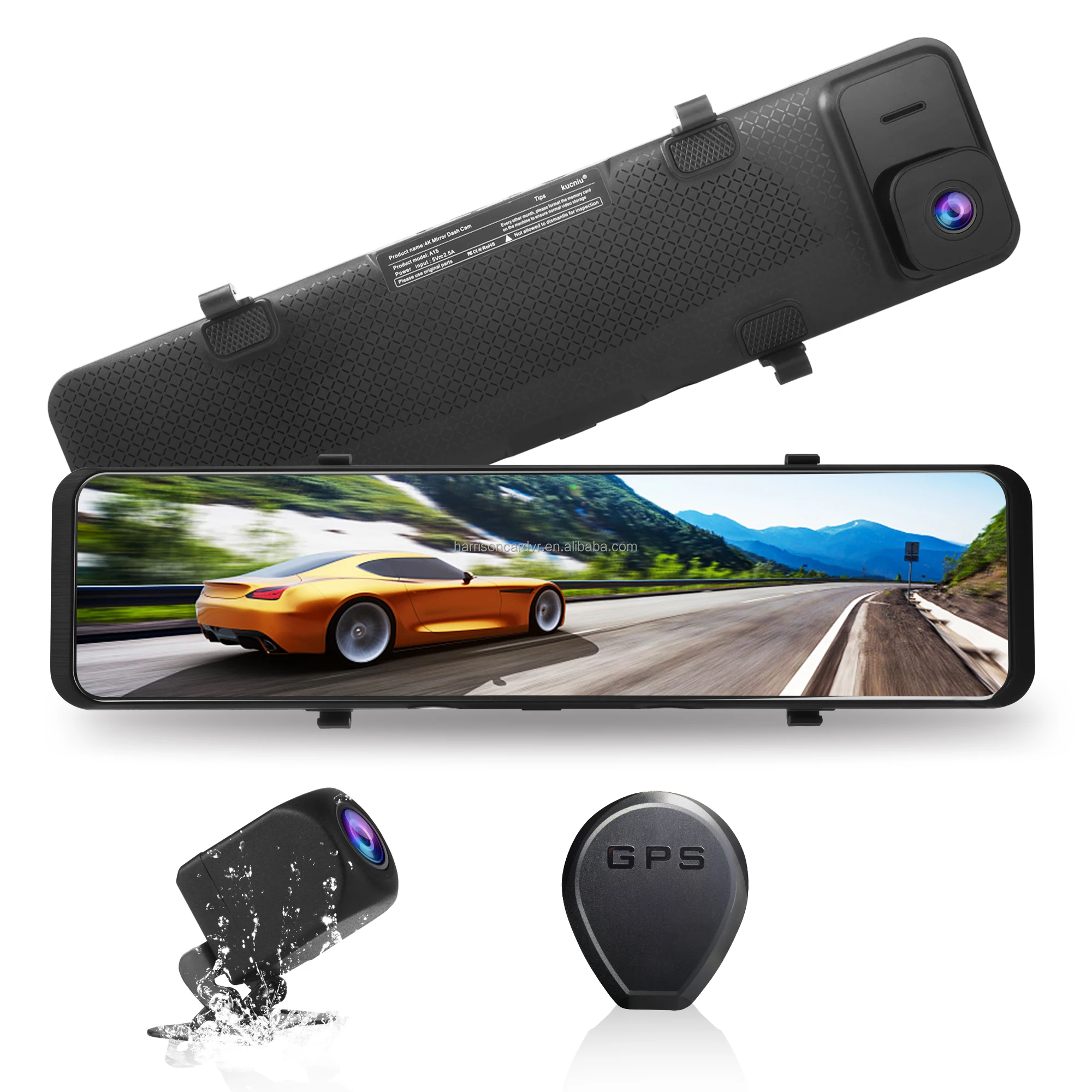 

Zimtop 4K WiFi Touch Screen Recorder Camera 2160P Car Black Box GPS Dashcam Navigation Rearview Mirror Dash Camera