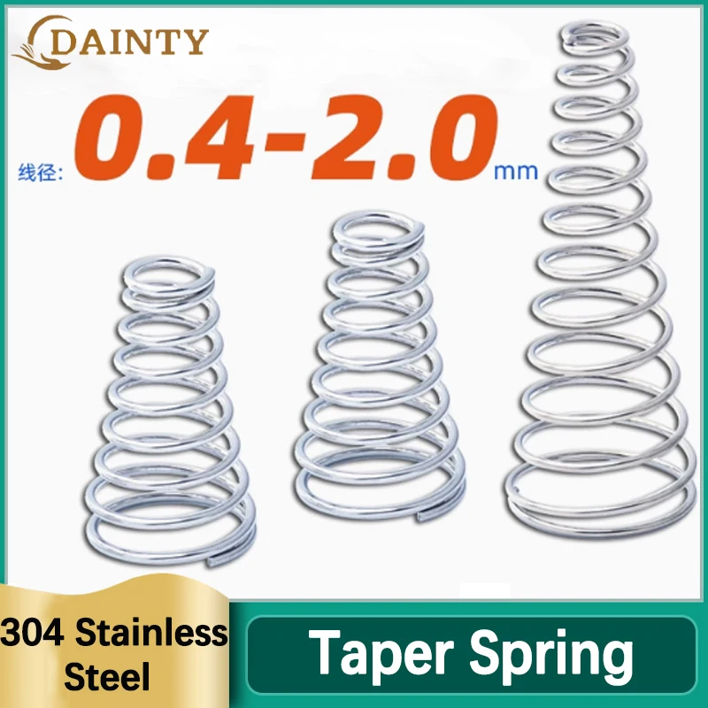 

304 Stainless Steel Tower Springs Wire Diameter 0.4mm-2mm Conical Cone Compression Spring