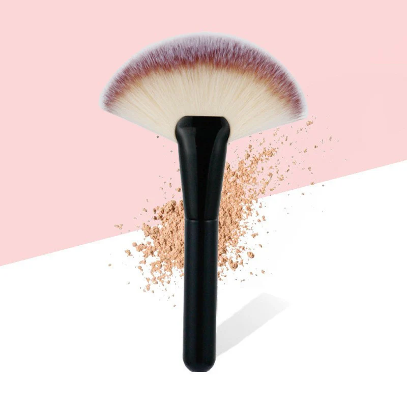 Fan-Shaped Makeup Brush Large Flat Highlight Blush Powder Loose Powder Face Brush Korean Soft Cosy Even Color Tools For Women