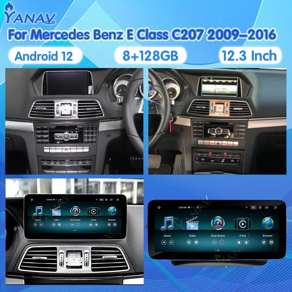 

Автомобильный Android-блок для Mercedes Benz E Class C207 W207 A207 2009-2016, автомобильное радио, стерео, GPS-навигация, мультимедийный плеер Carplay