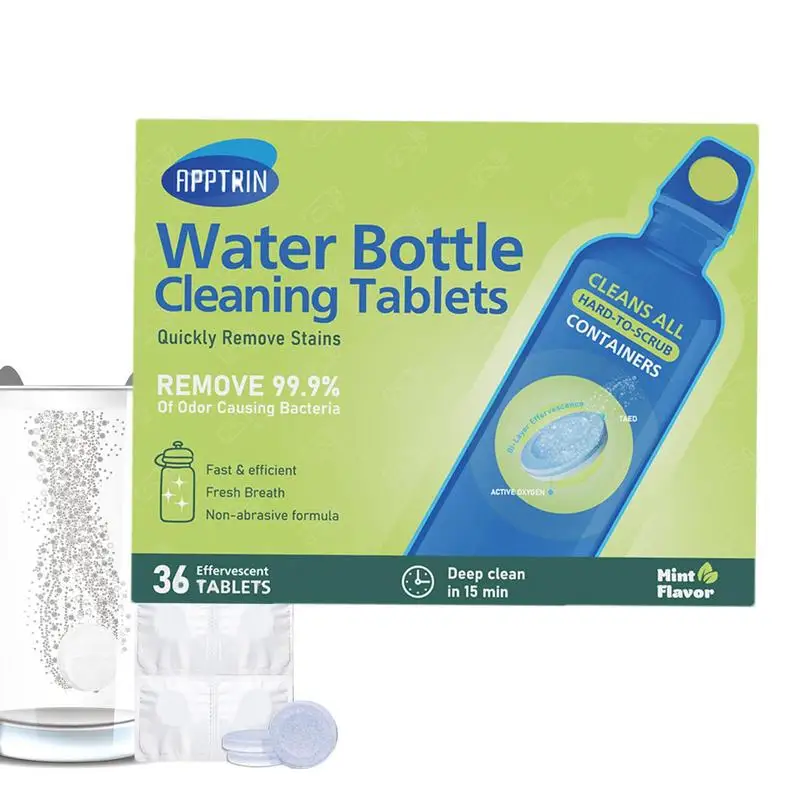

Таблетки для очистки бутылок с водой, 36 шт., яркие таблетки, эффективное очищение бутылок без запаха, очиститель бутылок для воды