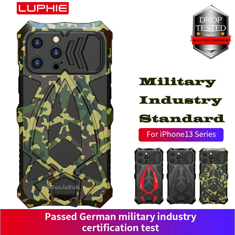 

Прочный чехол Luphie для телефона, армированный чехол для iPhone 12 11 Pro XS Max X XR 7 8 Plus, противоударный металлический камуфляжный чехол военного класса
