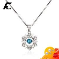 trendy necklace silver 925 jewelry with spphire zircon gemstone snowflake shape pendant accessories for women wedding party gift