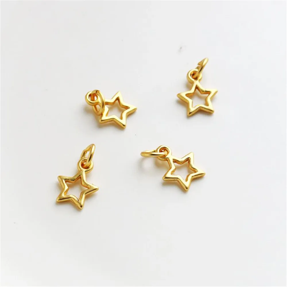 

18K dumb gold color protection hollow out five pointed star 10m pendant bracelet necklace DIY handmade earrings accessories