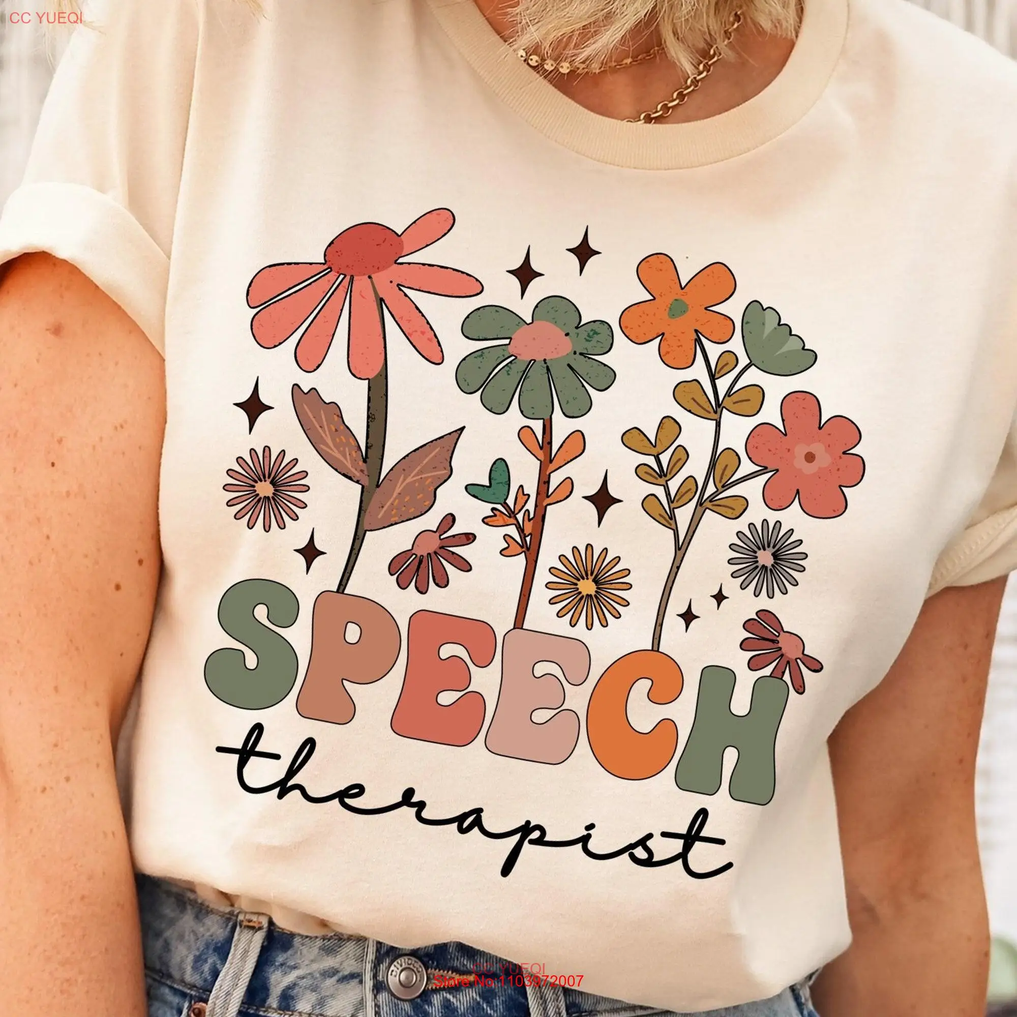 Женская футболка с длинным или коротким рукавом принтом дикого цветка