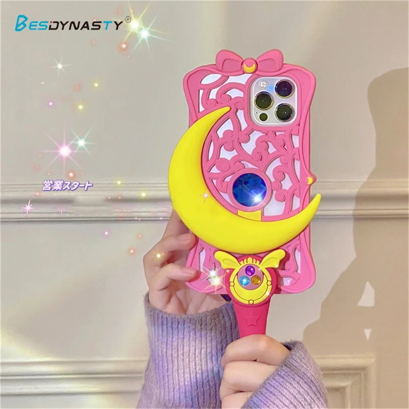 

BESD Japan Cute 3D Diamond Magic Wand Silicone Phone Case For IPhone X XR XS Max Case Moon Star Shockproof Soft Cover Funda
