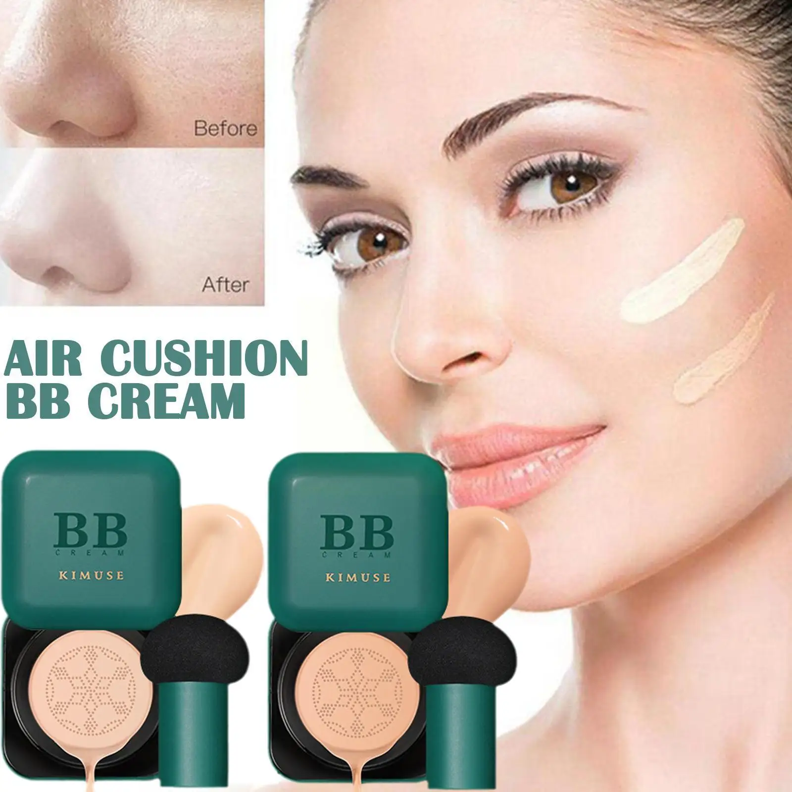 BB Air Cushion Foundation Mushroom Head CC Cream Concealer Waterproof Tone Base Brighten Cosmetic Face Makeup Whitening C3W0