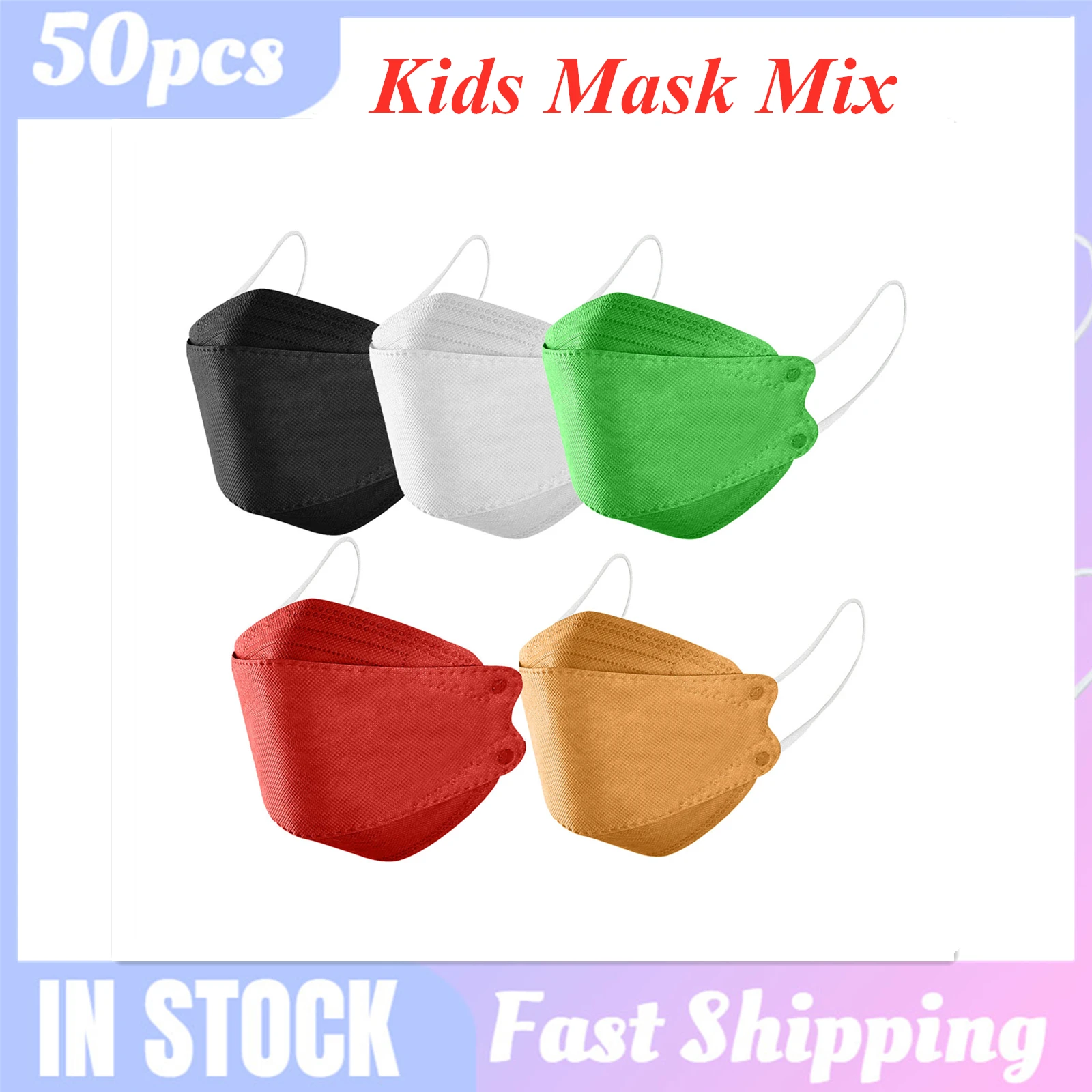 

50pcs Children Mask Droplet Haze Prevention Fish Non Woven Face Mask 4 Layers Mouth Mask Halloween Cosplay Masque Mascarillas